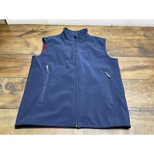 Brooks Brothers Mens S Full Zip Golf Vest Blue Fleece Lined Soft Shell Stretch